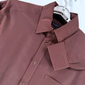 Ted Baker London Button Up Dress Shirt Mens 4 Fits Like Large Brown Long Sleeve
